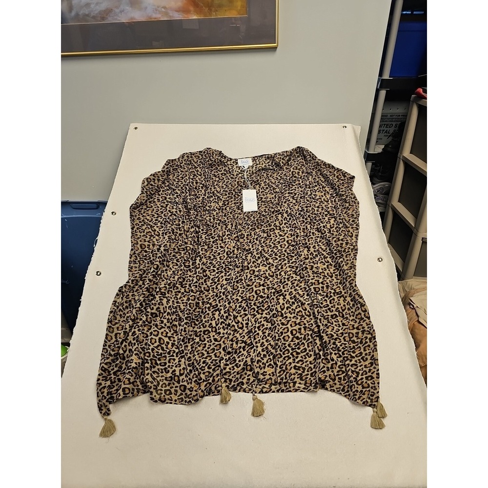 NWT Beach Lunch Lounge Cover Up Dress Size M Animal Print Resort Cinch Waist